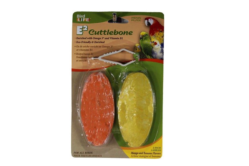 Penn Plax Penn-Plax Bird-Life Flavored E2 Cuttlebone 2 Pack â€“ Mango and Banana â€“ Great for All Birds - Image 1